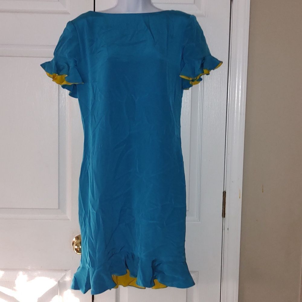 After Five  turquoise blue 100% silk dress  Sz 10